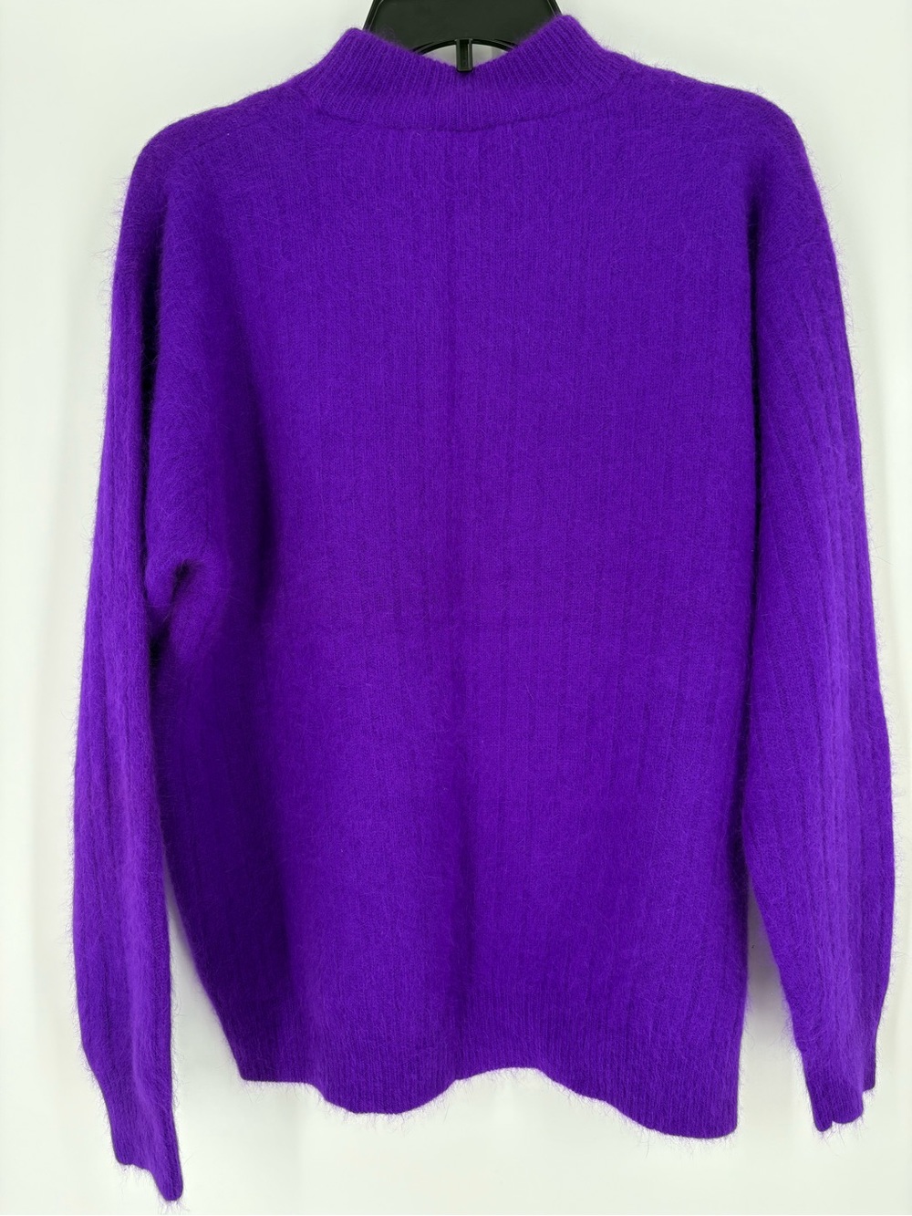 VTG Rafaella Grape Purple Angora Rabbit Hair Lambswool Mock Neck Sweater Large - Picture 8 of 15